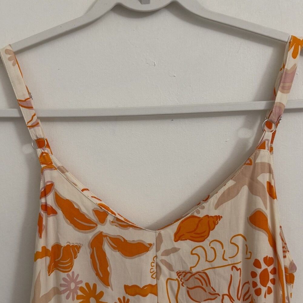 Label Of Love Dress Medium Orange Sweetheart Neck Strap Midi Sundress Resortwear - Picture 3 of 8